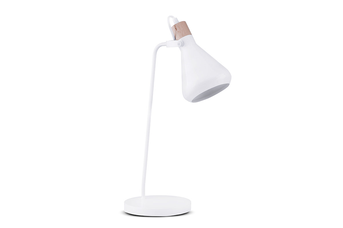 Lampa biurkowa CORTODI biały, Ø18 h53, metal/drewno