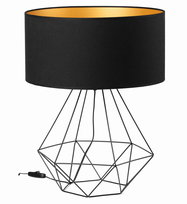 Lampa biurkowa stołowa NOCNA LOFT maxi ABAŻUR czarny złoty