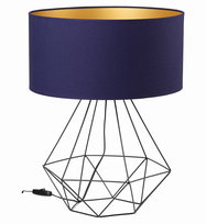 Lampa biurkowa stołowa NOCNA LOFT maxi ABAŻUR granatowy złoty