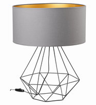 Lampa biurkowa stołowa NOCNA LOFT maxi ABAŻUR szary złoty