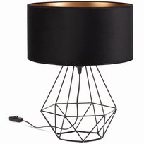 Lampa biurkowa stołowa NOCNA maxi ABAŻUR WELUR czarny złoty