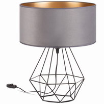 Lampa biurkowa stołowa NOCNA maxi ABAŻUR WELUR szary złoty