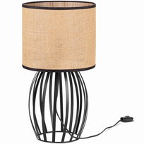 Lampa biurkowa stołowa nocna RUSTYKALNA ABAŻUR JUTA beżowy czarny