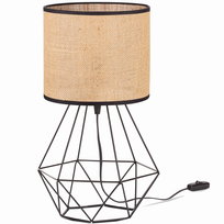 Lampa biurkowa stołowa nocna RUSTYKALNA ABAŻUR JUTA beżowy czarny