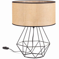 Lampa biurkowa stołowa nocna RUSTYKALNA maxi ABAŻUR JUTA beżowy czarny