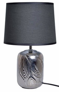 Lampa ceramiczna srebrna z czarnym abażurem - UPOMINKARNIA