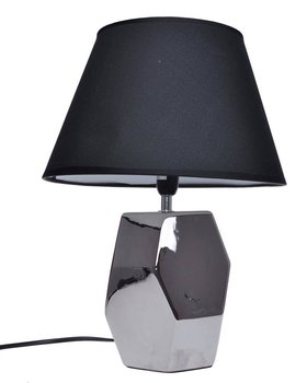 Lampa ceramiczna srebrna z czarnym kloszem - UPOMINKARNIA