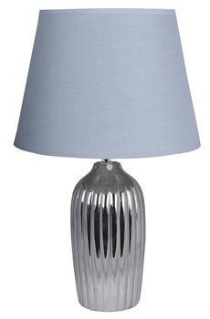 Lampa ceramiczna srebrna z jasno szarym abażurem - UPOMINKARNIA