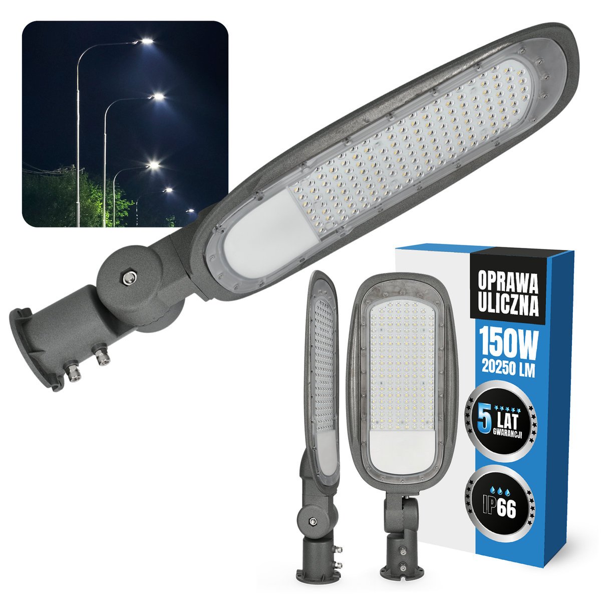 Фото - Прожектор / світильник KOBI Lampa Uliczna Latarnia Oprawa Drogowa LED 150W MOCNA do oświetlenia dróg 