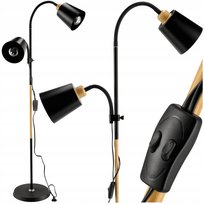 Lampa Lampka Stojąca Podłogowa Do Czytania Podwójna 2xE27 Regulacja Czarna