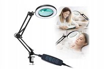 LAMPA LED BIURKOWA Z LUPĄ KOSMETYCZNĄ I SZKŁEM POWIĘKSZAJĄCYM