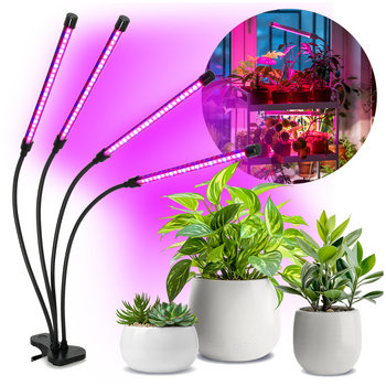 Lampa LED do Roślin 4 Głowice Do Wzrostu Uprawy Klips TIMER + zasilacz - Kobi