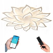 LAMPA LOTOS DUŻA XXL 110 CM SUFITOWA ŻYRANDOL PILOT BIAŁA APLIKACJA 3 BARWY