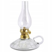 LAMPA NAFTOWA szklana przezroczysta lampion latarnia na prezent 18cm