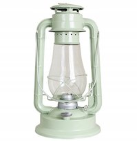 LAMPA NAFTOWA ZIELONA metal do salonu ogrodu szklany klosz + knot