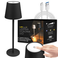 Lampa nocna Lampka stołowa biurkowa LED USB Dotykowa Bezprzewodowa Czarna Ledtechnics