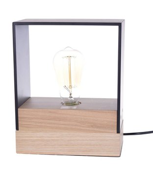 Lampa nowoczesna drewno czarna z żarówką - UPOMINKARNIA