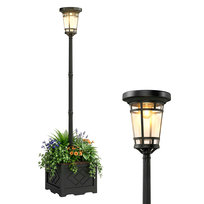 Lampa ogrodowa Outsunny Solar Lantern z doniczką, 195 cm, z 2 poziomami jasności, z czujnikiem światła, IP44, lampy solarne, solarna latarnia, solarne latarnie do ogrodu, balkonu