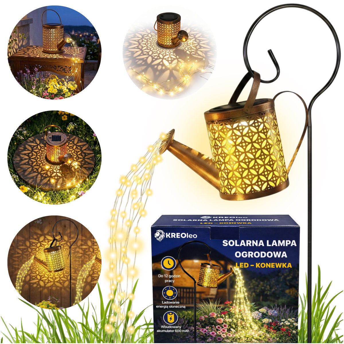LAMPA OGRODOWA SOLARNA KONEWKA LED WBIJANA Z CZUJNIKIEM ZMIERZCHU KREOleo