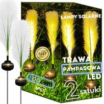 LAMPA OGRODOWA SOLARNA LED TRAWA PAMPASOWA ŚWIETLNA WBIJANA OZDOBA 2 Sztuki