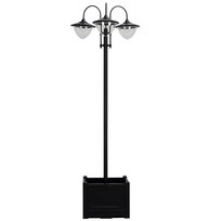 Lampa ogrodowa solarna Outsunny 3-głowicowa z podstawą w kształcie doniczki, wodoodporna, stal nierdzewna, 60 x 55 x 189 cm
