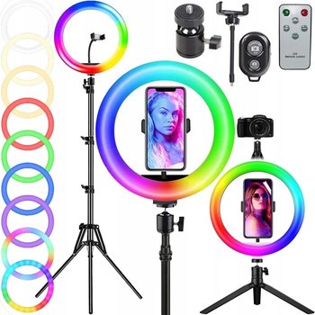 Lampa Pierścieniowa Led Ring Rgb Ze Statywem Do Zdjęć Filmów Selfie Makijaż - Lewer