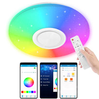 Lampa plafon LED RGB GŁOŚNIK Bluetooth 60w + PILOT