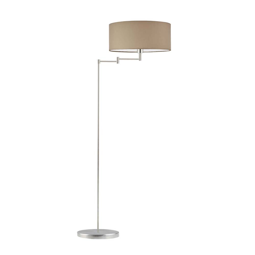 Ruchoma lampa stojąca do czytania w salonie Cancun, beżowa, stal szczotkowana, E27, 155x63 cm