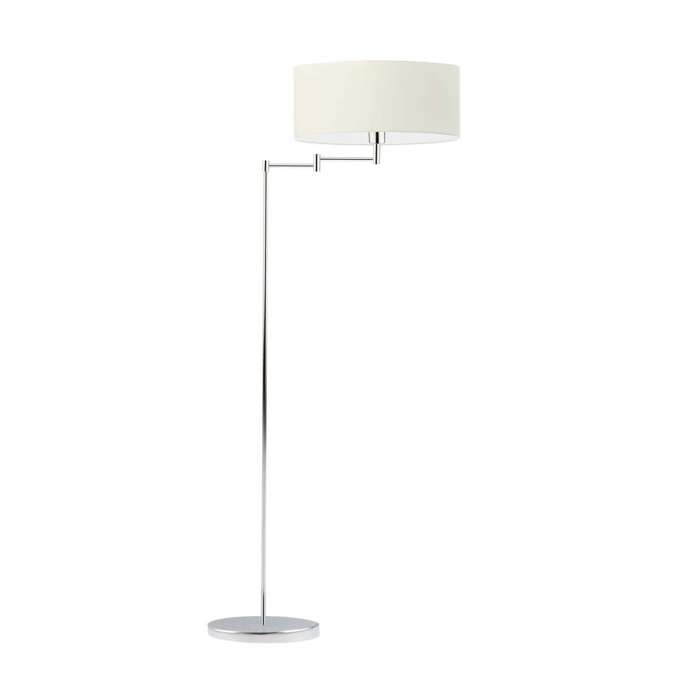 Regulowana lampa stojąca do czytania w salonie Cancun, ecru, chrom, E27, 155x63 cm