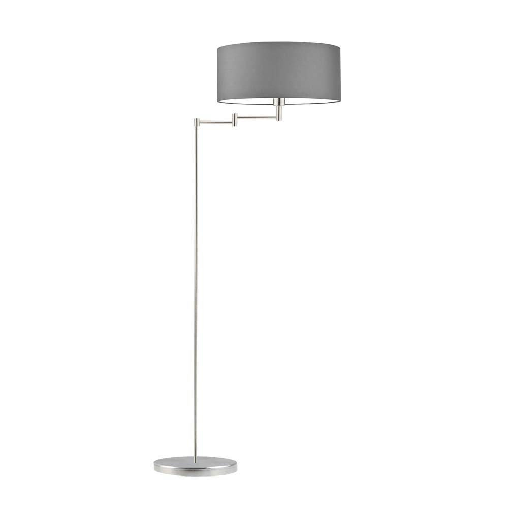 Regulowana lampa stojąca LED do czytania w salonie Cancun, grafitowa, stal szczotkowana, E27, 155x63 cm