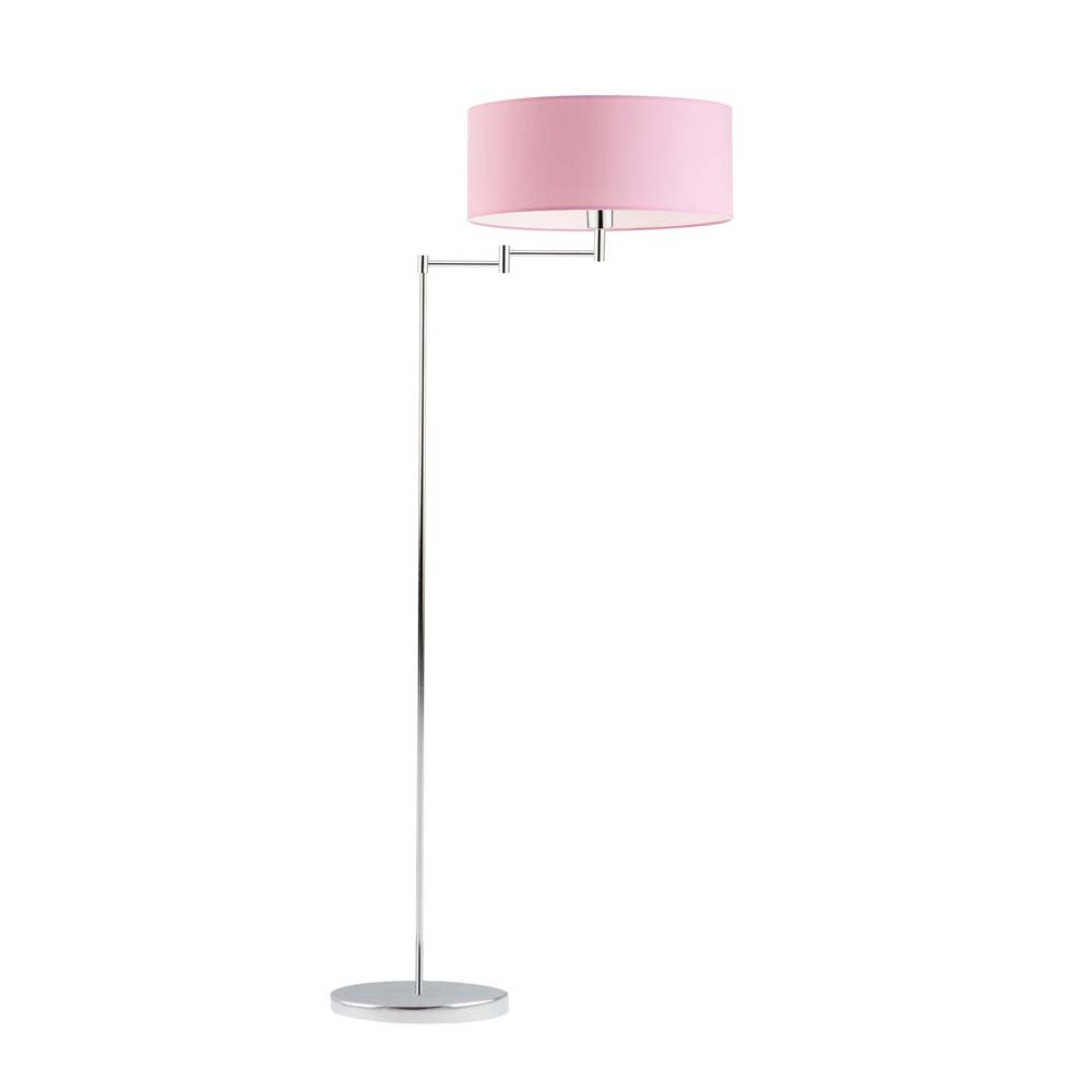 Lampa podłogowa LED do sypialni z regulowanym ramieniem Cancun, jasnoróżowa, chrom, E27, 155x63 cm