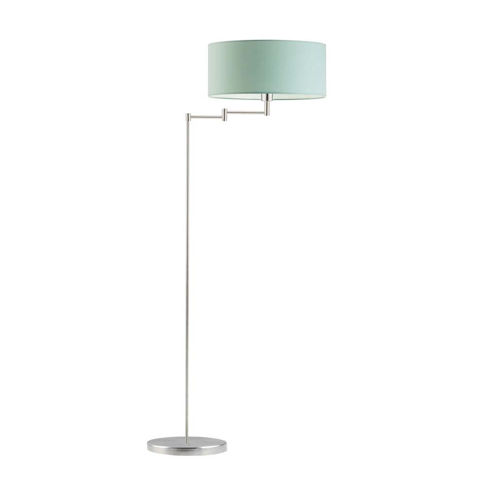 Elegancka lampa podłogowa do czytania w salonie z ruchomym ramieniem Cancun, miętowa, stal szczotkowana, E27, 155x63 cm