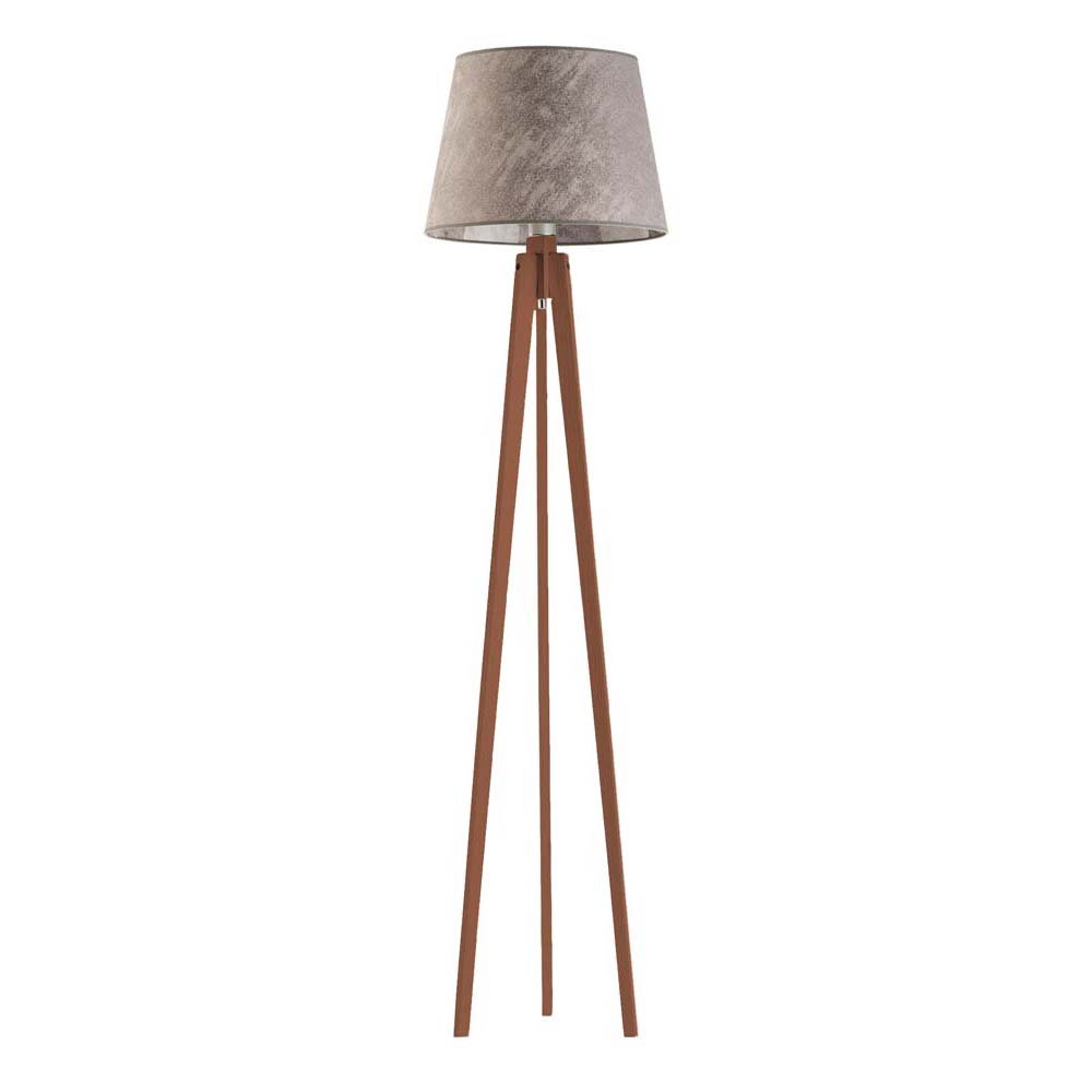 Mahoniowa lampa podłogowa do salonu na trójnogu z abażurem Curacao, 60 W, E27, beton-mahoniowa, 158x40 cm