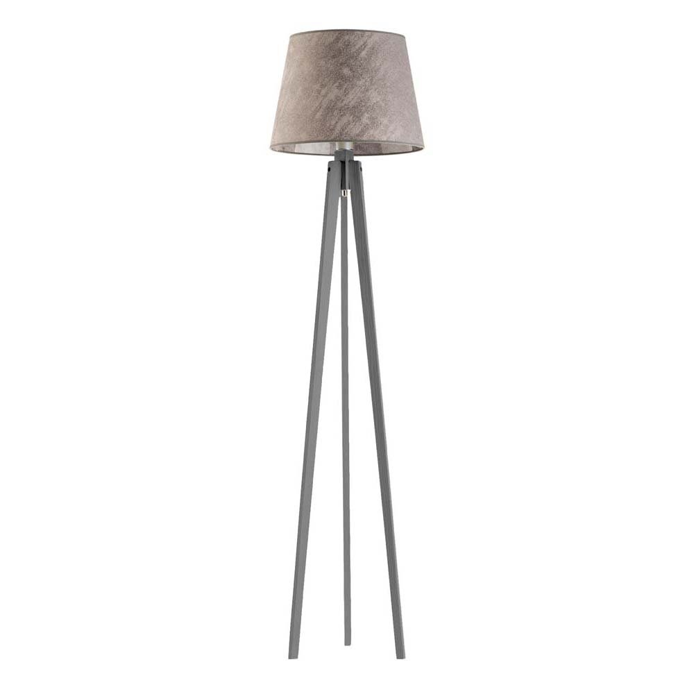 Designerska lampa podłogowa na trzech nogach z abażurem LED Curacao, 60 W, E27, beton-popielata, 158x40 cm