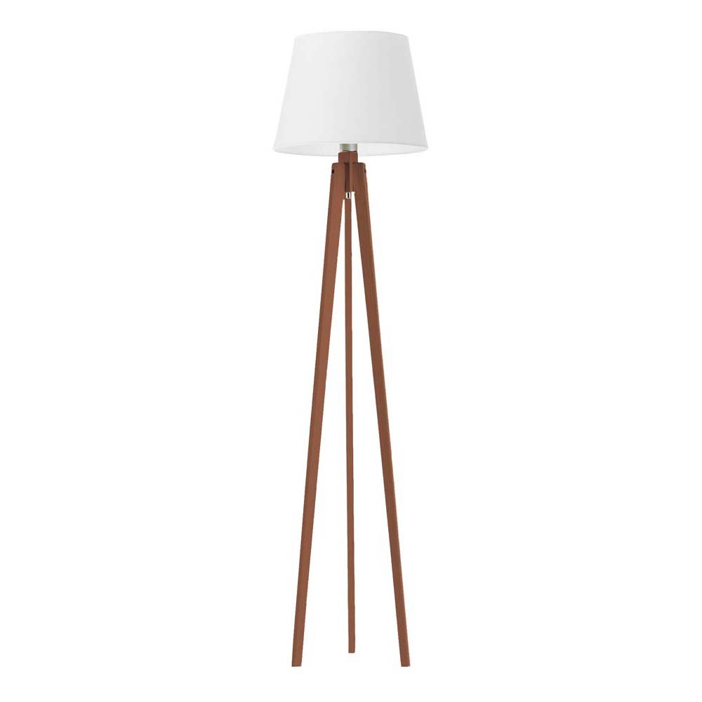Lampa podłogowa do pokoju drewniana na 3 nogach Curacao, 60 W, E27, biało-mahoniowa, 158x40 cm
