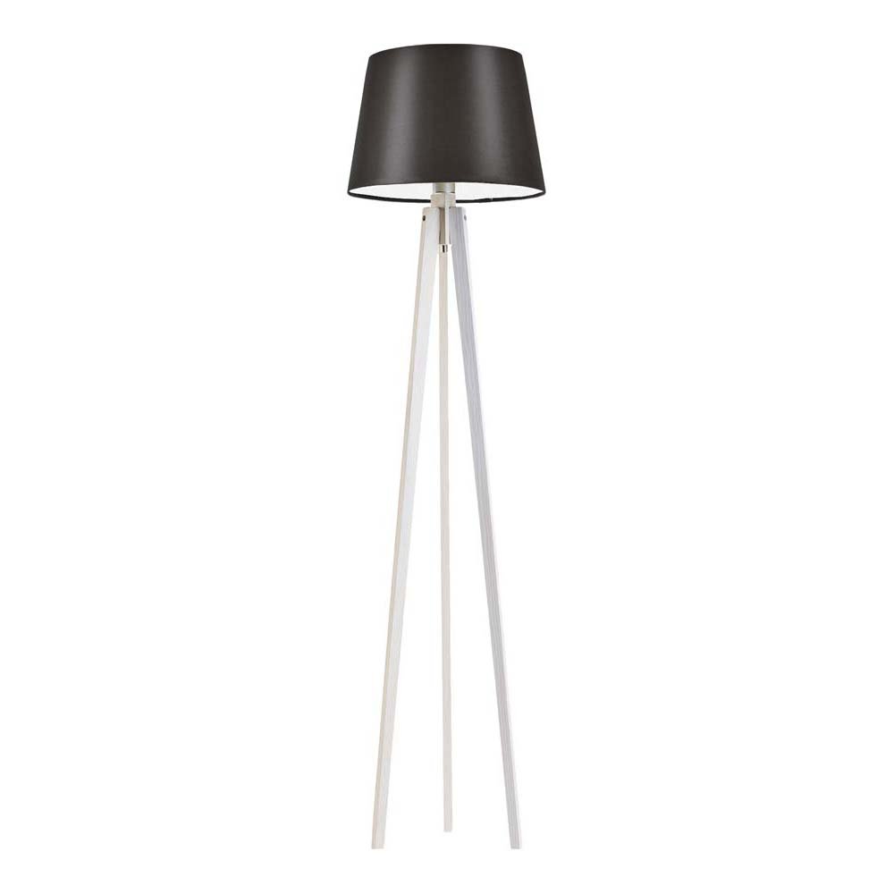 Lampa stojąca do salonu z drewna na 3 nóżkach Curacao, 60 W, E27, brązowo-biała, 158x40 cm