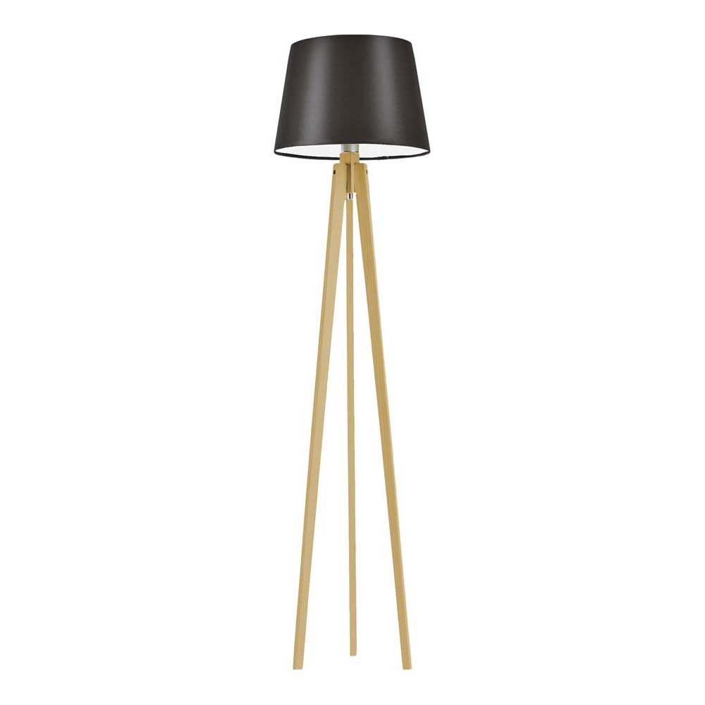 Lampa podłogowa z brązowym abażurem w klasycznym stylu Curacao, 60 W, E27, brązowo-dębowa, 158x40 cm