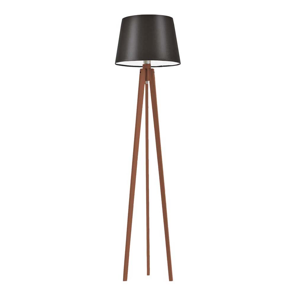 Mahoniowa lampa stojąca do salonu z abażurem brązowym w klasycznym stylu Curacao, 60 W, E27, brązowo-mahoniowa, 158x40 cm