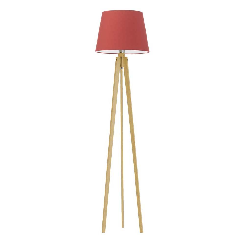 Oryginalna lampa podłogowa z drewna w stylu skandynawskim Curacao, 60 W, E27, czerwono-dębowa, 158x40 cm