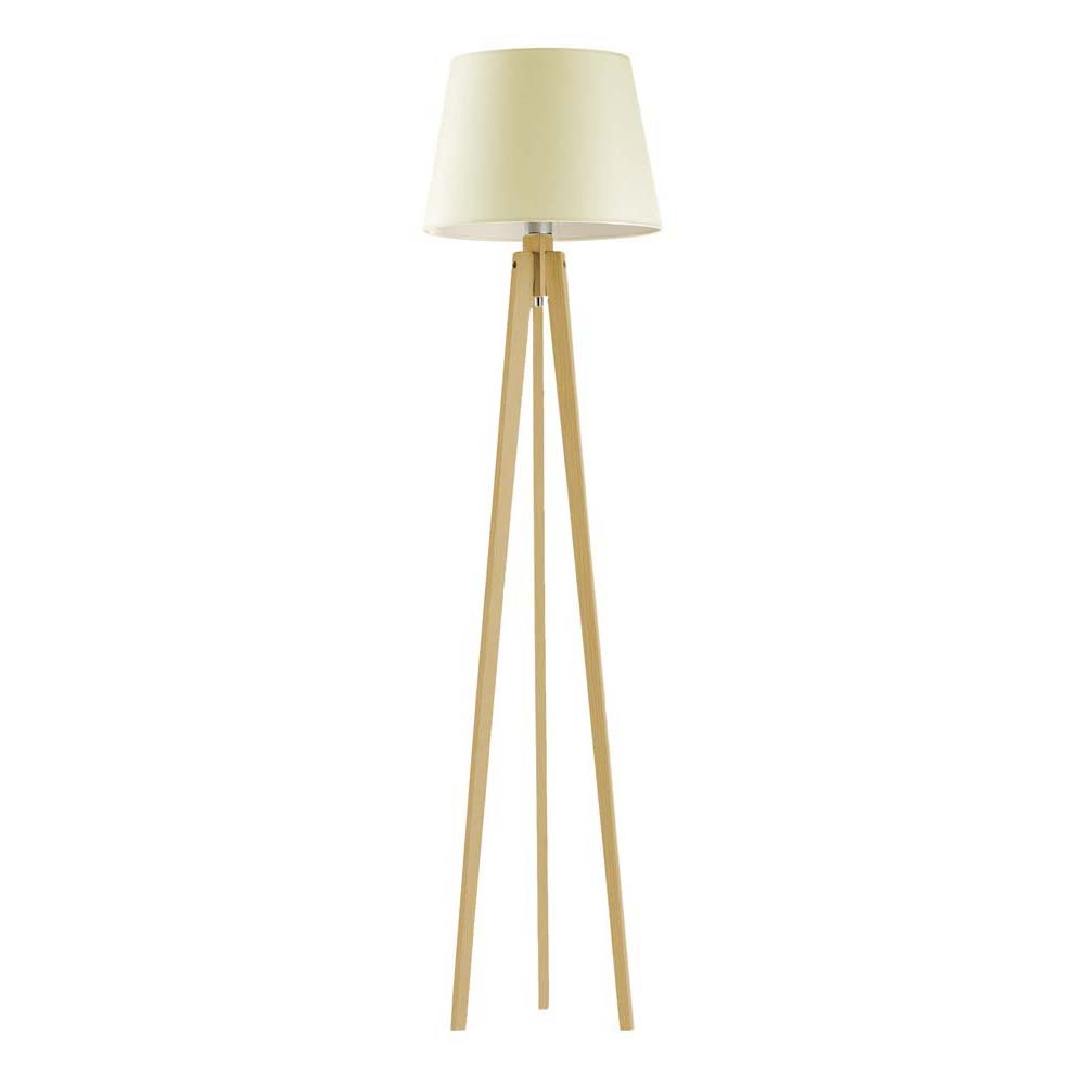 Drewniany trójnóg LED Curacao, 60 W, E27, ecru-dębowa, 158x40 cm