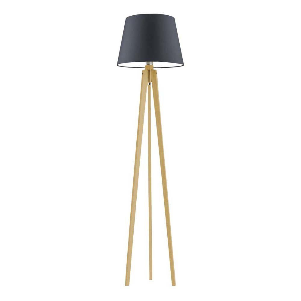 Lampa podłogowa do sypialn z abażurem grafitowym Curacao, 60 W, E27, grafitowo-dębowa, 158x40 cm
