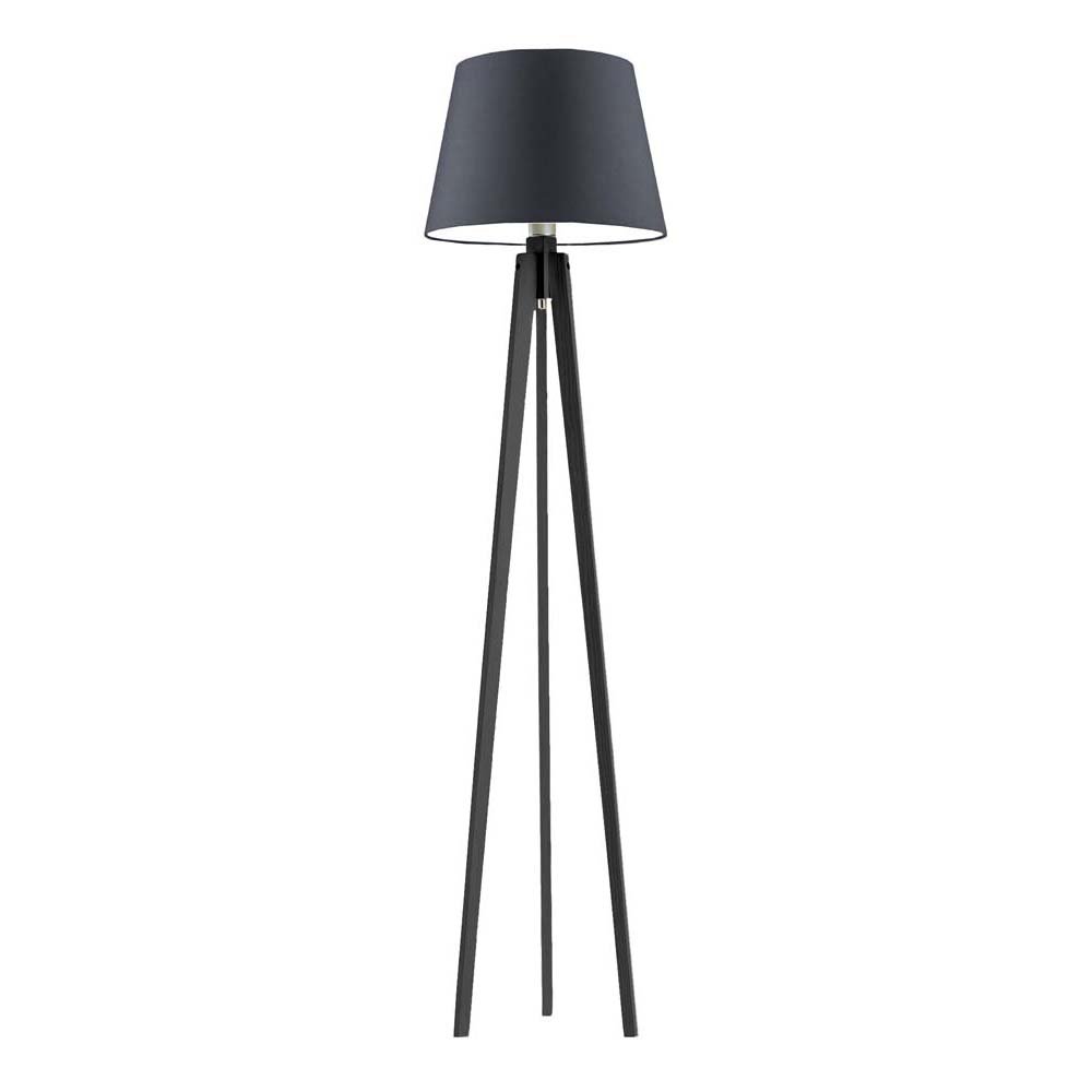 Skandynawska lampa stojąca LED na trójnogu z abażurem LED Curacao, 60 W, E27, grafitowo-hebanowa, 158x40 cm