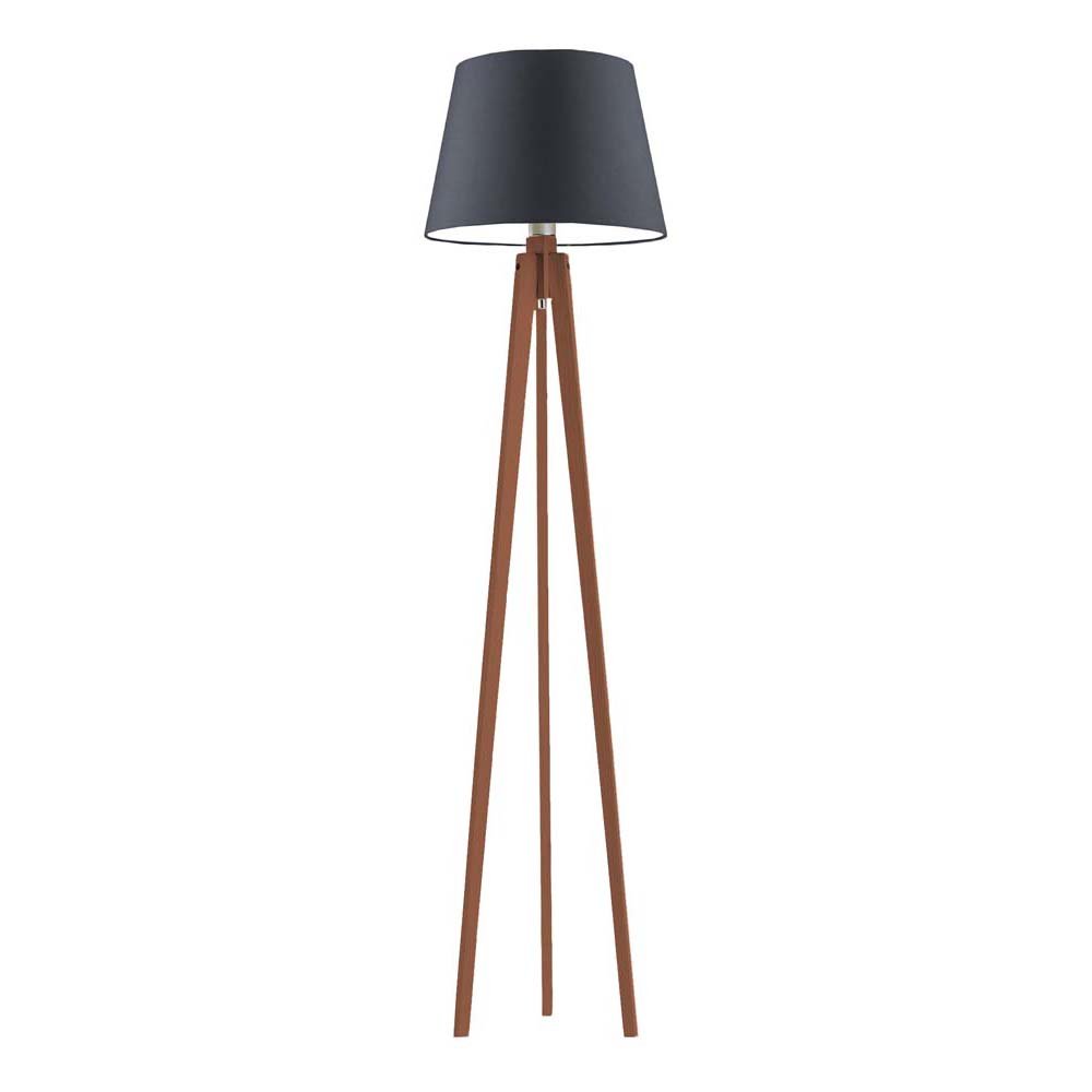 Ekskluzywna lampa podłogowa do salonu z abażurem Curacao, 60 W, E27, grafitowo-mahoniowa, 158x40 cm