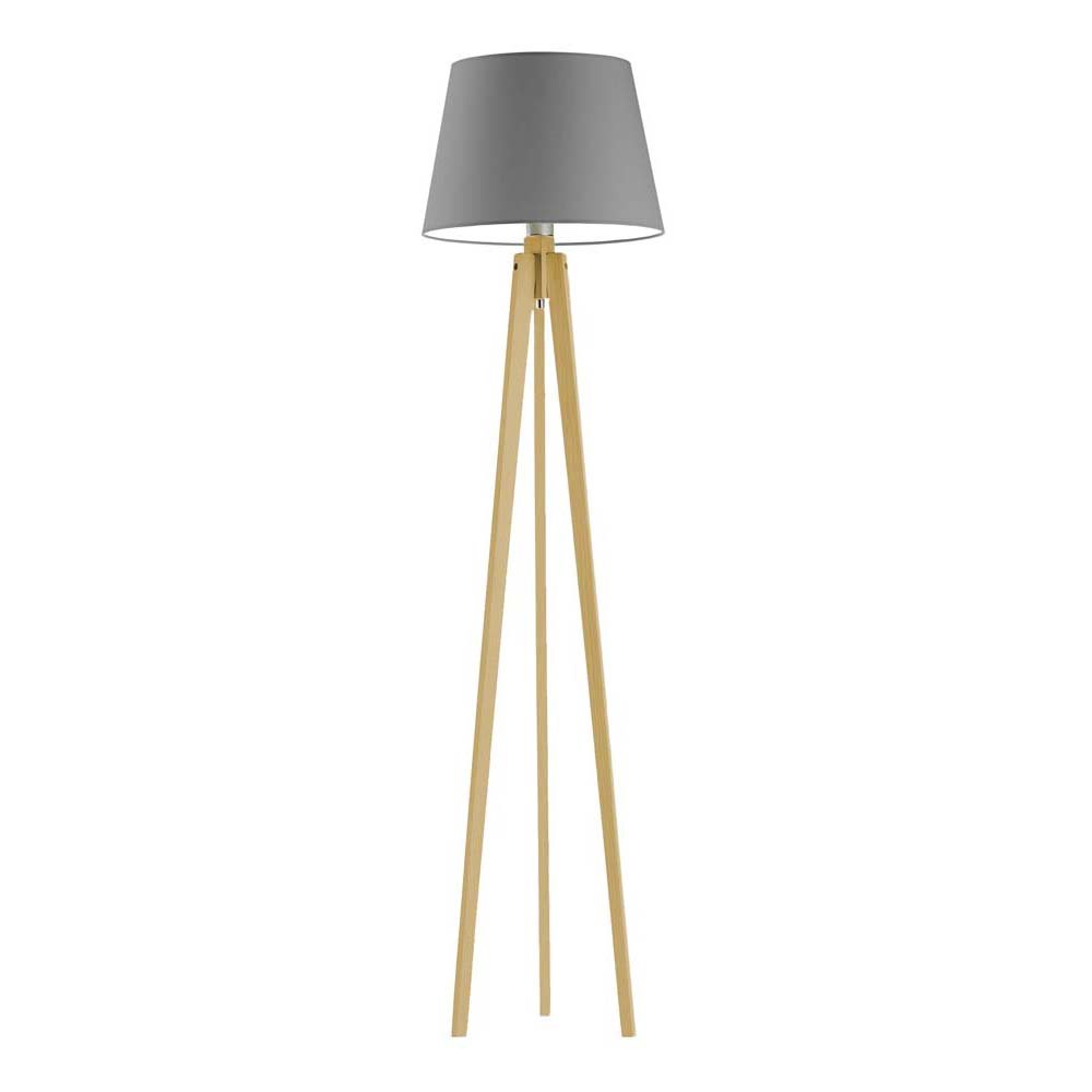 Designerska lampa stojąca na trzech nogach w stylu skandynawskim Curacao, 60 W, E27, stalowo-dębowa, 158x40 cm