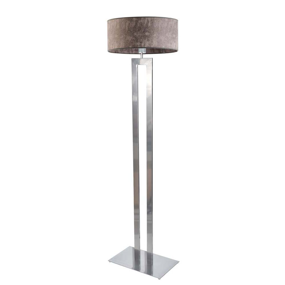 Srebrna lampa stojąca do salonu z designerskim abażurem imitującym beton Kalifornia, 60 W, E27, beton-srebrna, 161x40 cm