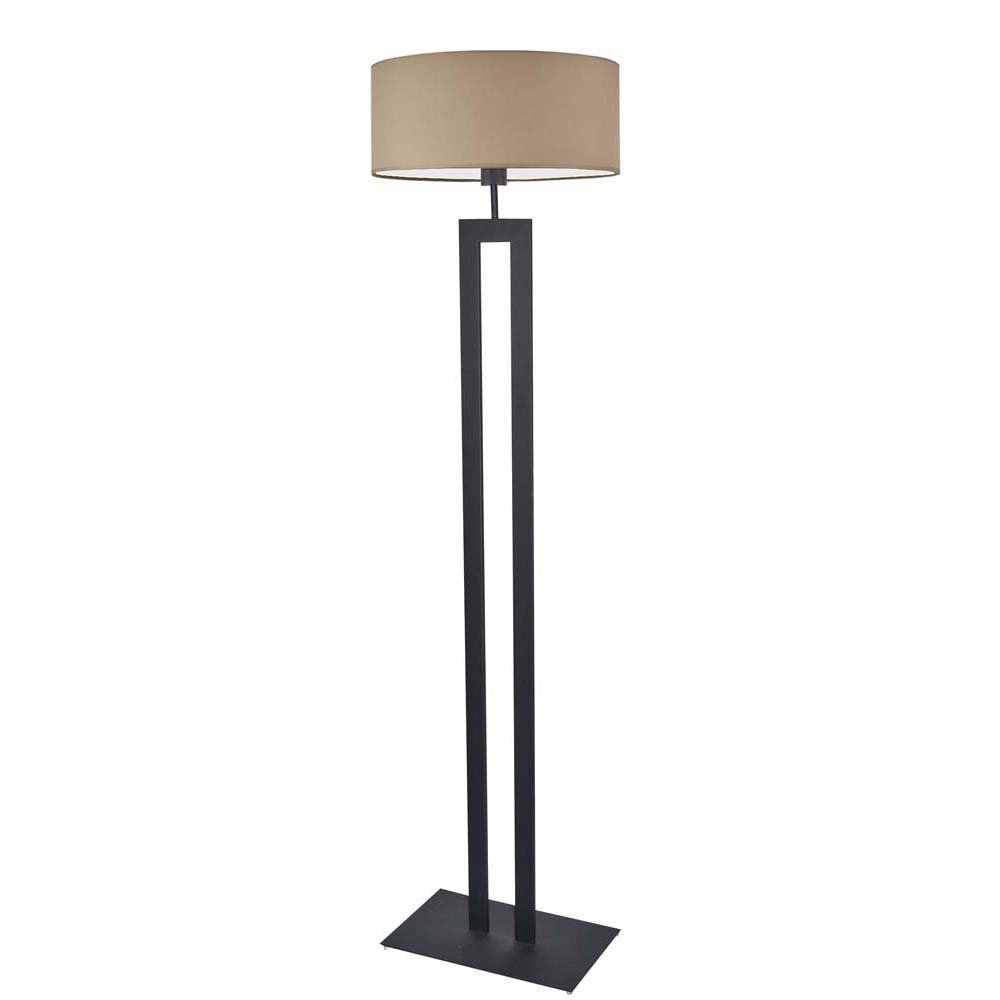 Ledowa lampa podłogowa do salonu z beżowym abażurem Kalifornia, 60 W, E27, beżowo-czarna, 161x40 cm