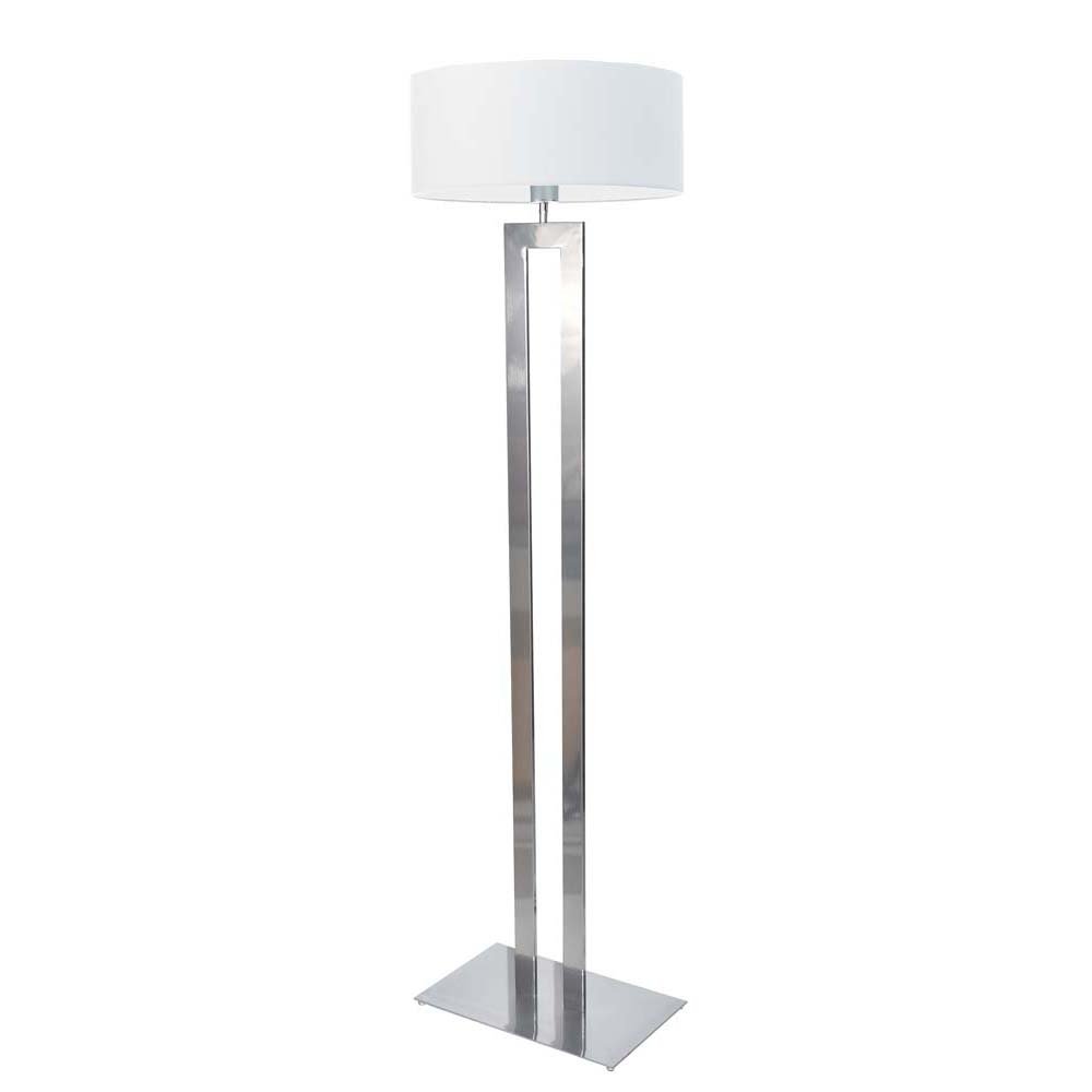 Duża lampa stojąca do salonu w srebrnym kolorze Kalifornia, 60 W, E27, biało-srebrna, 161x40 cm