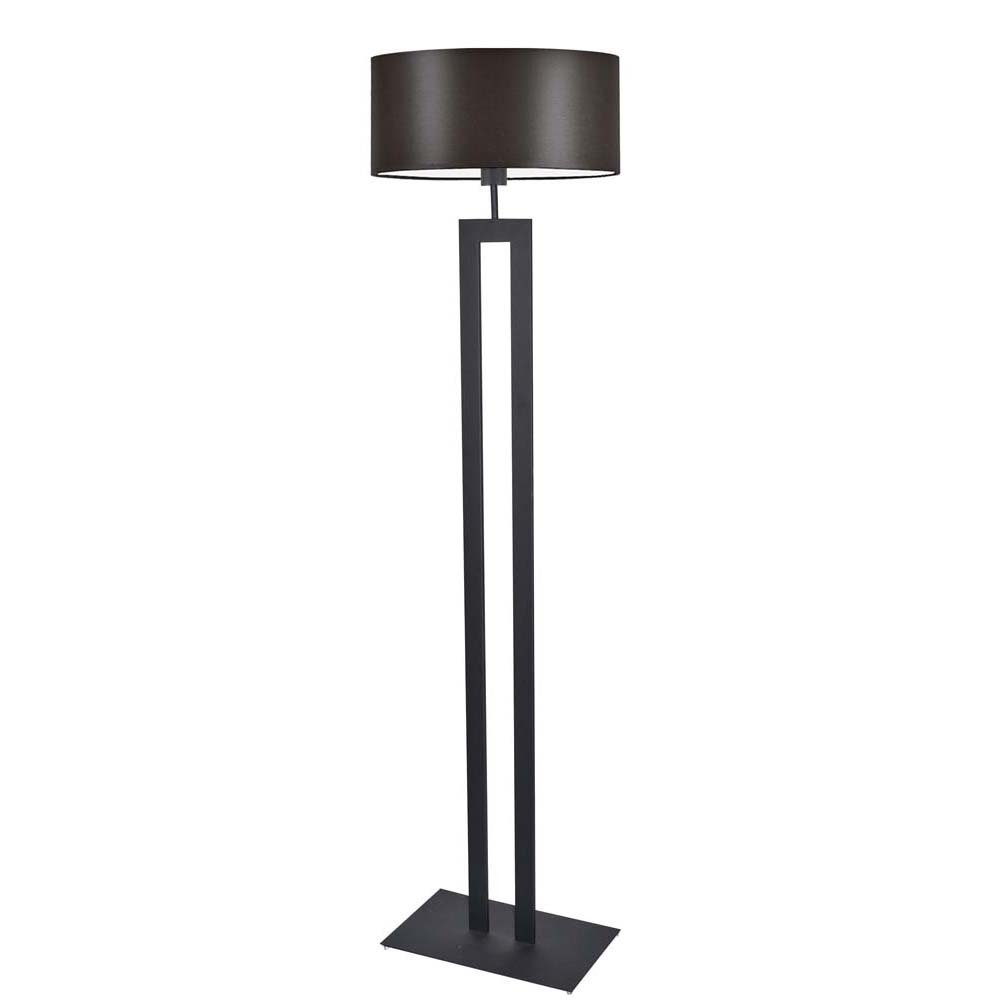 Klasyczna lampa podłogowa z brązowym abażurem Kalifornia, 60 W, E27, brązowo-czarna, 161x40 cm