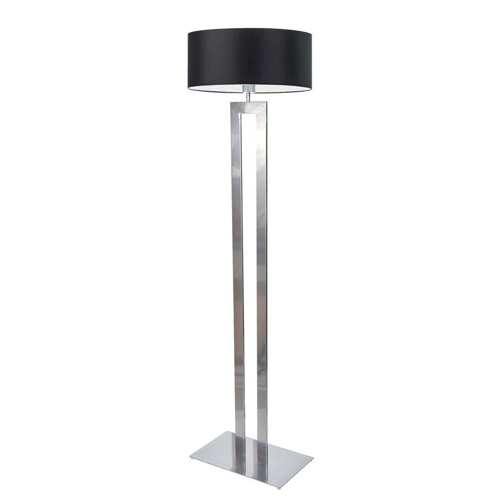 Duża lampa podłogowa do sypialni z abażurem w kolorze czarnym Kalifornia, 60 W, E27, czarno-srebrna, 161x40 cm