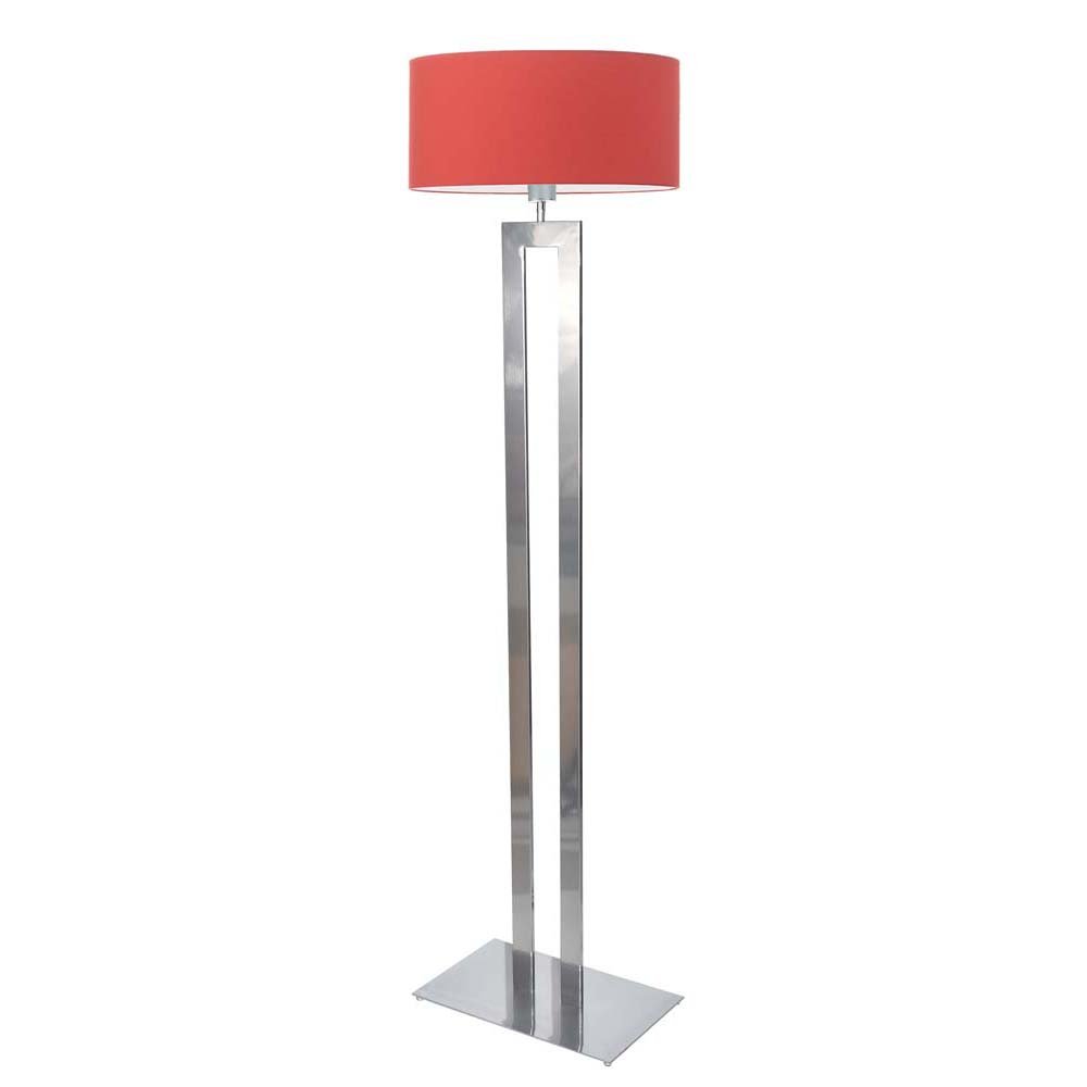 Srebrna lampa podłogowa z abażurem do salonu Kalifornia, 60 W, E27, czerwono-srebrna, 161x40 cm